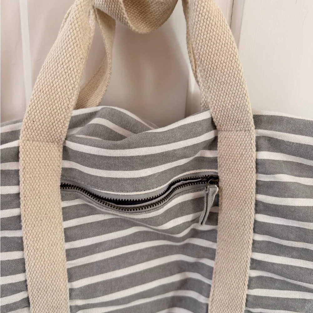 Know Supply Weekend Striped Gray and White Travel Bag Set with travel bags - Picture 8 of 8